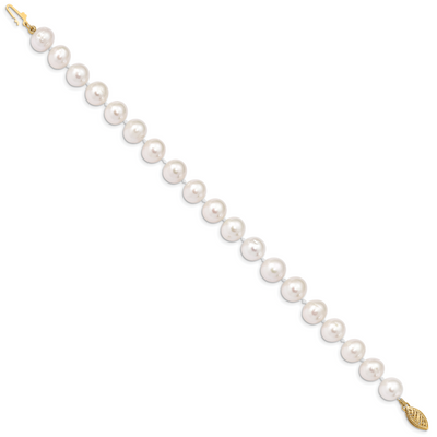 14K White Near-Round Freshwater Cultured Pearl Bracelet