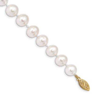 14K White Near-Round Freshwater Cultured Pearl Bracelet