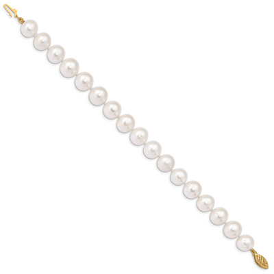 14K White Near-Round Freshwater Cultured Pearl Bracelet