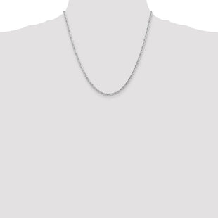 14K White Gold Diamond-cut Quadruple Rope Lobster Clasp Chain (Style WQT023-20)