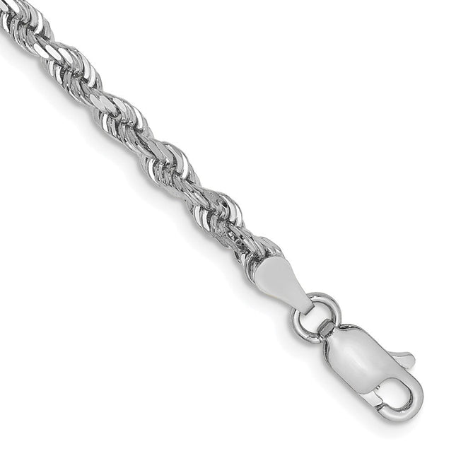 14K White Gold Diamond-cut Quadruple Rope Lobster Clasp Chain, 7 x 3.35mm