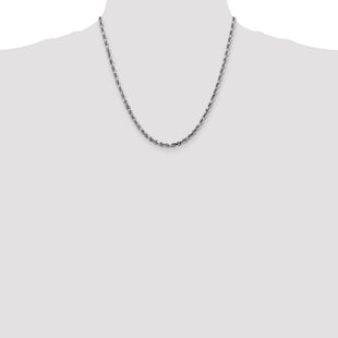 14K White Gold Diamond-cut Quadruple Rope Lobster Clasp Chain (Style WQT030-20)