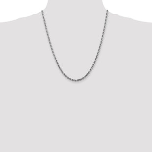 14K White Gold Diamond-cut Quadruple Rope Lobster Clasp Chain (Style WQT030-22)