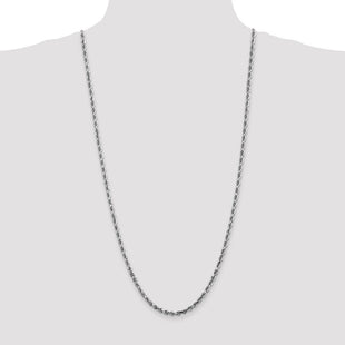 14K White Gold Diamond-cut Quadruple Rope Lobster Clasp Chain (Style WQT030-30)