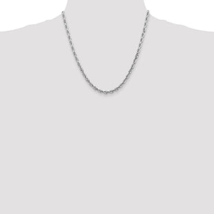 14K White Gold Diamond-cut Quadruple Rope Lobster Clasp Chain (Style WQT035-20)