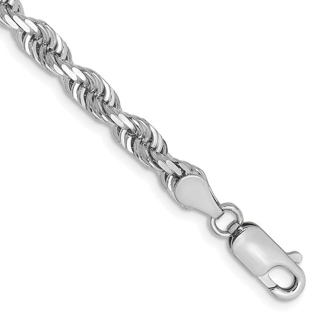 14K White Gold Diamond-cut Quadruple Rope Lobster Clasp Chain, 7 x 4.5mm