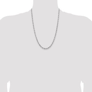 14K White Gold Diamond-cut Quadruple Rope Lobster Clasp Chain (Style WQT040-24)