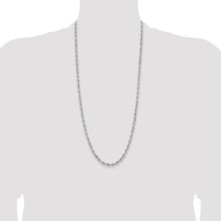 14K White Gold Diamond-cut Quadruple Rope Lobster Clasp Chain (Style WQT040-30)