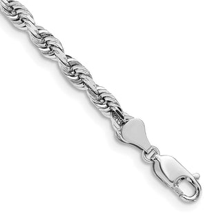 14K White Gold Diamond-cut Quadruple Rope Lobster Clasp Chain (Style WQT040-7)