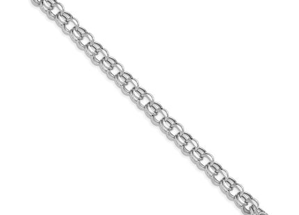 14k White Gold Hollow Double Link 7. Charm Bracelet (Style WSD5-7.25)