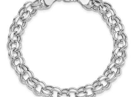 14k White Gold Hollow Double Link 7. Charm Bracelet (Style WSD5-7.25)