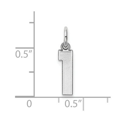 14K White Gold Small Satin Number 1 Charm