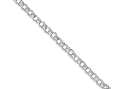 14k White Gold Hollow Triple Link 7. Charm Bracelet (Style WST1-7.25)