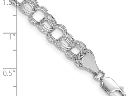 14k White Gold Hollow Triple Link 7. Charm Bracelet (Style WST1-7.25)