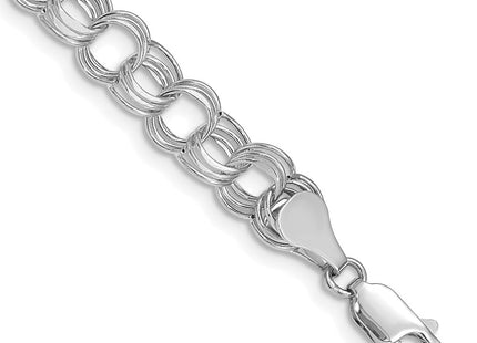 14k White Gold Hollow Triple Link 7. Charm Bracelet (Style WST1-7.25)