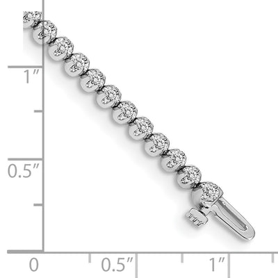 14K White Gold Complete 1 carat Round A Diamond 4-prong Tennis Bracelet