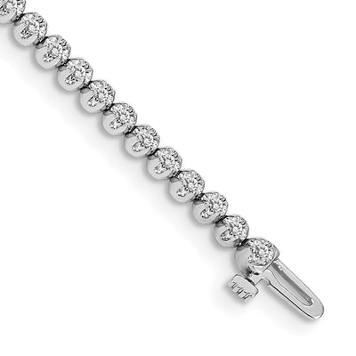 14K White Gold Complete 1 carat Round AA Diamond 4-prong Tennis Bracelet