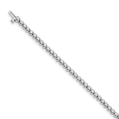14K White Gold Complete 2.09 carat Round A Diamond 4-prong Tennis Bracelet