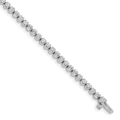 14K White Gold Complete 2.09 carat Round A Diamond 4-prong Tennis Bracelet