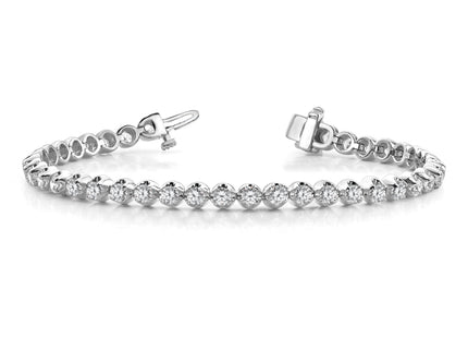 14k White Gold Complete 3.8 carat Round AAA Diamond 4-prong Tennis Bracelet