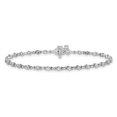 14K White Gold Complete 7/8 carat Round AAA Diamond 2-prong Tennis Bracelet