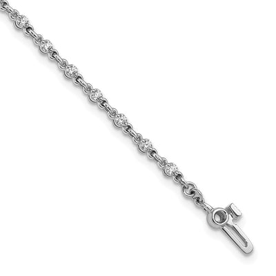 14K White Gold Complete 7/8 carat Round A Diamond 2-prong Tennis Bracelet