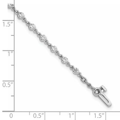 14K White Gold Complete 1.4 carat Round AAA Diamond 2-prong Tennis Bracelet