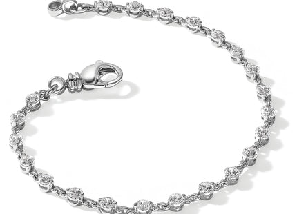 14k White Gold Complete 2.25 carat Round AA Diamond 2-prong Tennis Bracelet