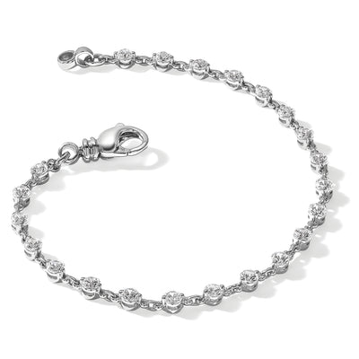 14K White Gold Complete 2.25 carat Round AA Diamond 2-prong Tennis Bracelet
