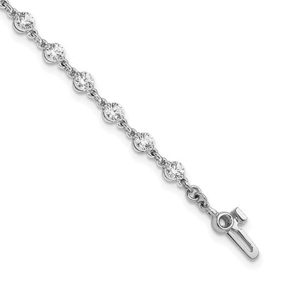 14K White Gold Complete 2.25 carat Round A Diamond 2-prong Tennis Bracelet