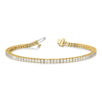 14K Complete 6.6 Carat Princess Cut Diamond 4-Prong Tennis Bracelet