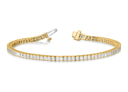 14k Complete 6.6 carat Princess AAA Diamond 4-prong Tennis Bracelet