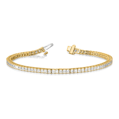 14K Complete 6.6 Carat Princess Cut Diamond 4-Prong Tennis Bracelet