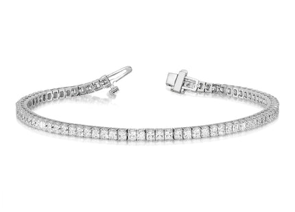 14k White Gold Complete 6.6 carat Princess AA Diamond 4-prong Tennis Bracelet