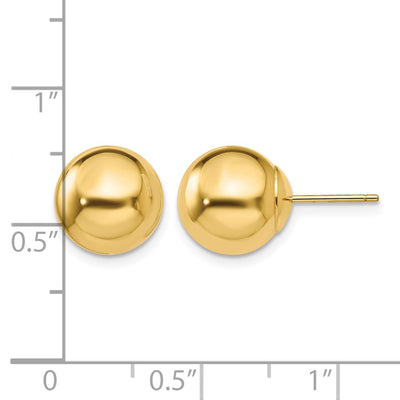 14K Polished Ball Post Earrings, 10 x 10mm