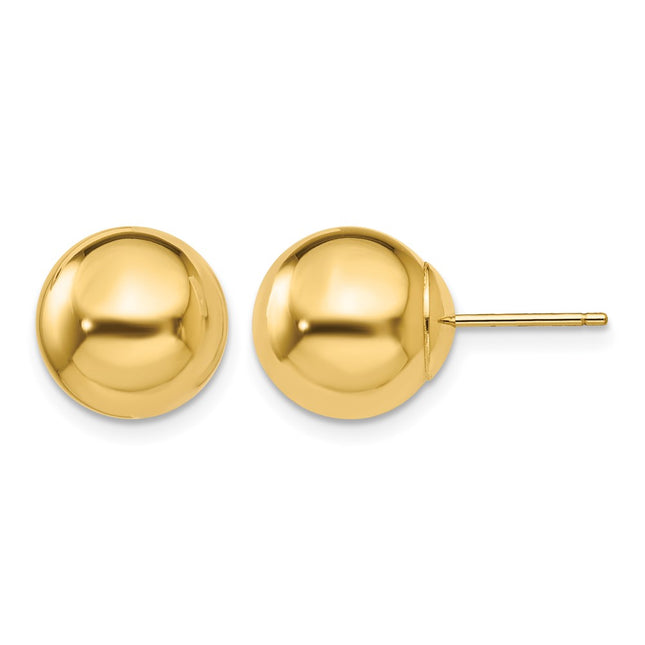 14k Polished Ball Post Earrings, 10 x 10mm