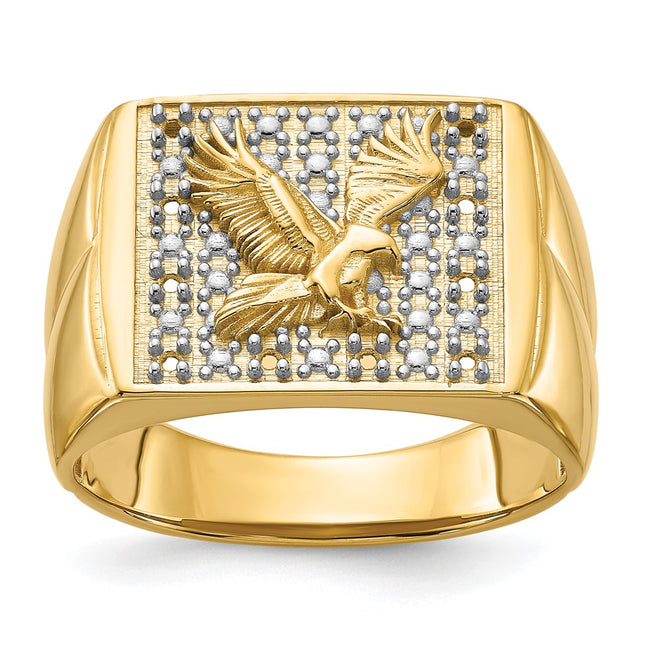 14k Yellow & Rhodium Rings Style X19B - Classique Jewelry Inc.