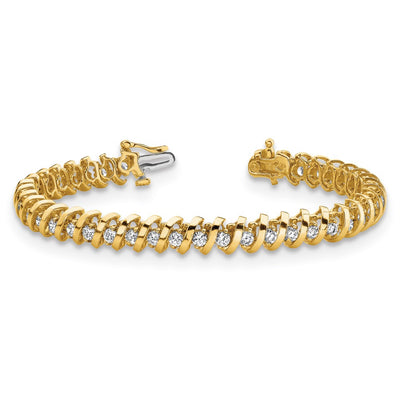 14K Complete 0.93 carat Round A Diamond Fancy Spiral Tennis Bracelet