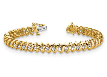 14k Complete 0.93 Carat Round Diamond Fancy Spiral Tennis Bracelet (Style X2000AA)