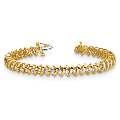 14K Complete 0.93 carat Round AA Diamond Fancy Spiral Tennis Bracelet