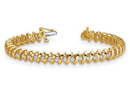 14k Complete 0.93 Carat Round Diamond Fancy Spiral Tennis Bracelet