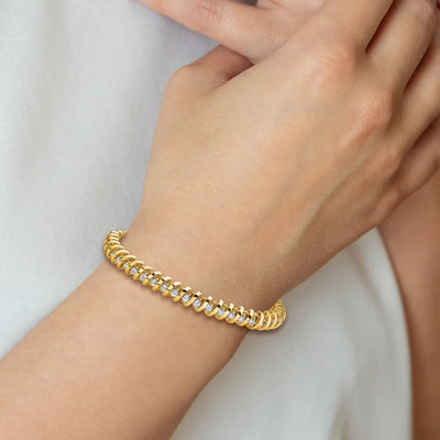14K Complete 0.93 carat Round A Diamond Fancy Spiral Tennis Bracelet