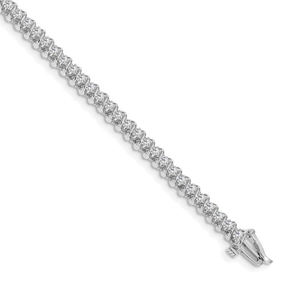 14K White Gold Holds 0.93 carat Round Diamond Fancy Spiral Tennis Bracelet Mounting