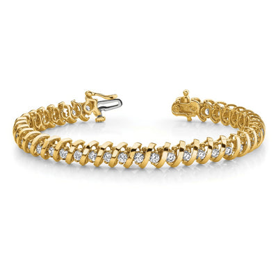14K Complete 1.4 carat Round A Diamond Fancy Spiral Tennis Bracelet
