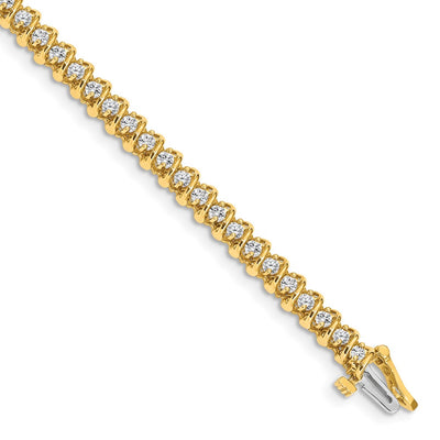 14K Complete 1.4 carat Round A Diamond Fancy Spiral Tennis Bracelet