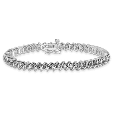 14K White Gold Holds 1.95 carat Round Diamond Fancy Spiral Tennis Bracelet Mounting