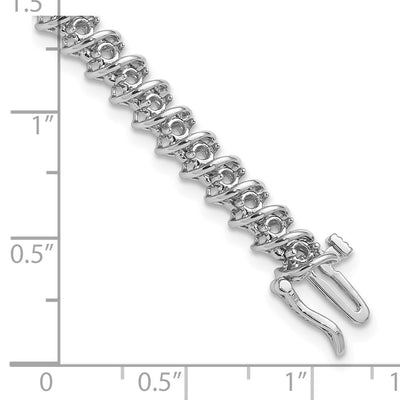14K White Gold Holds 1.95 carat Round Diamond Fancy Spiral Tennis Bracelet Mounting