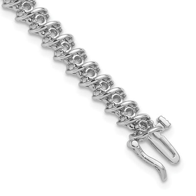 14K White Gold Holds 1.95 carat Round Diamond Fancy Spiral Tennis Bracelet Mounting