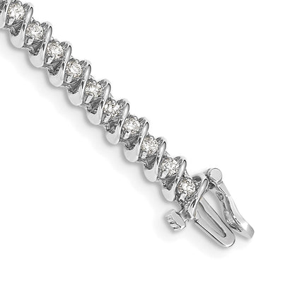 14K White Gold Complete 1.95 carat Round A Diamond Fancy Spiral Tennis Bracelet
