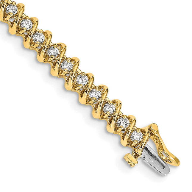 14k Complete 2.25 Carat Round Diamond Fancy Spiral Tennis Bracelet